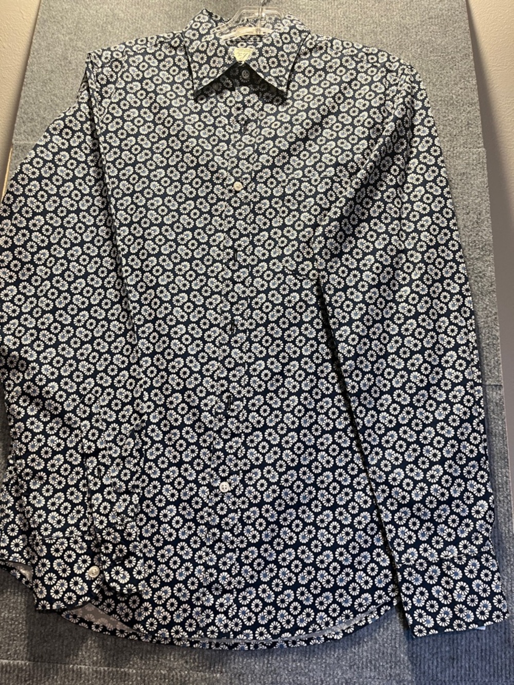 J. Crew Navy and White Floral Button-Down Shirt